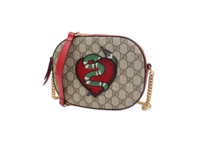 GUCCI GG Supreme Canvas Heart & Kingsnake Shoulder Bag "Red"