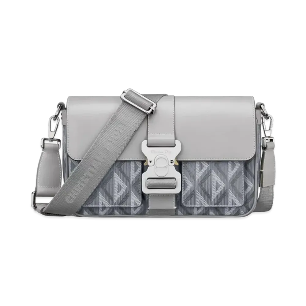Dior Hit The Road Bag Strap CD Diamond Canvas Smooth Calfskin "Gray"