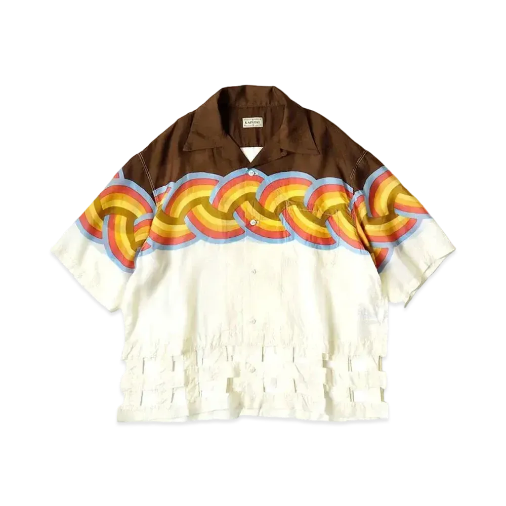 KAPITAL Silk Rayon Rainbow Wind Pen Aloha Shirt "Brown"
