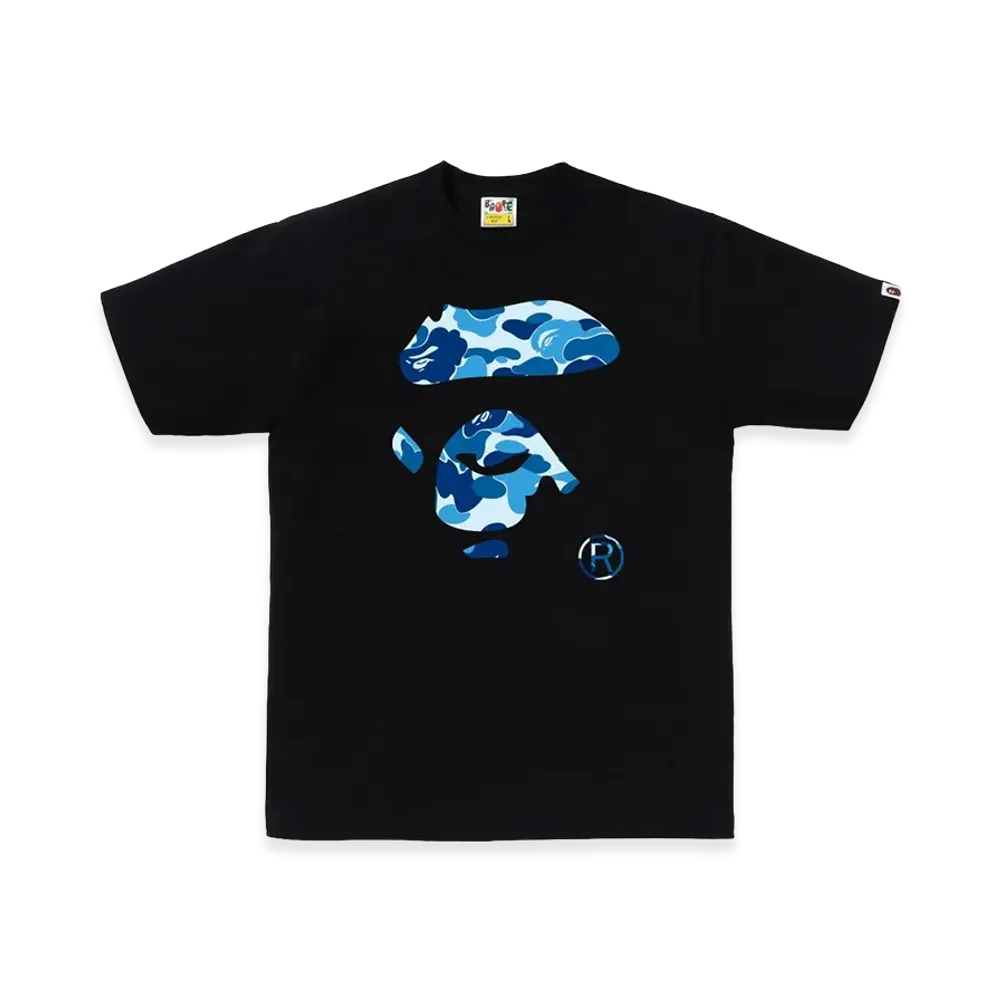 A BATHING APE ABC Camo Ape Face Tee "Black/Blue"