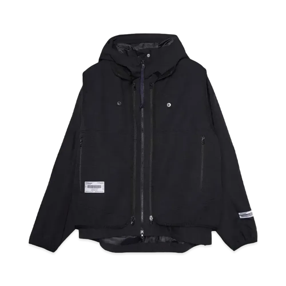 Poliquant THE 2 IN 1 MULTI-SIDED CUTTING 2 LAYERED JACKET / THE BONDING FINISH ZIP UP VEST "BLACK"