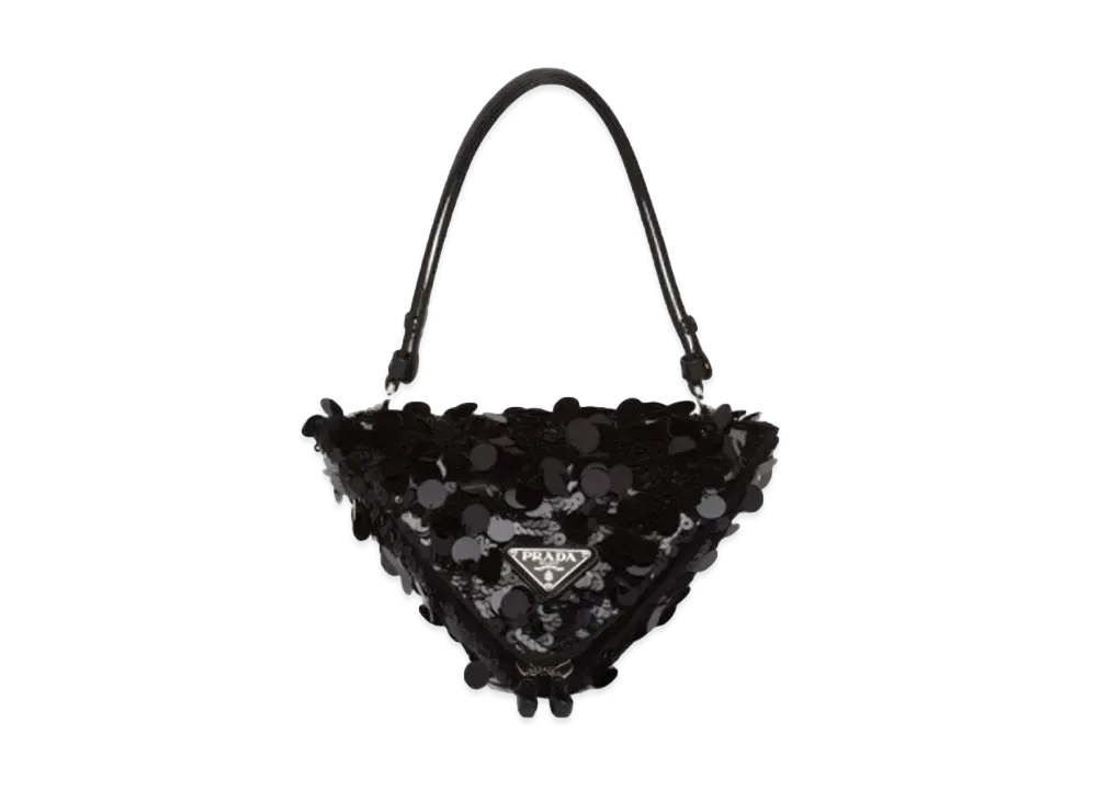 PRADA Sequin & Leather Handbag "Black"