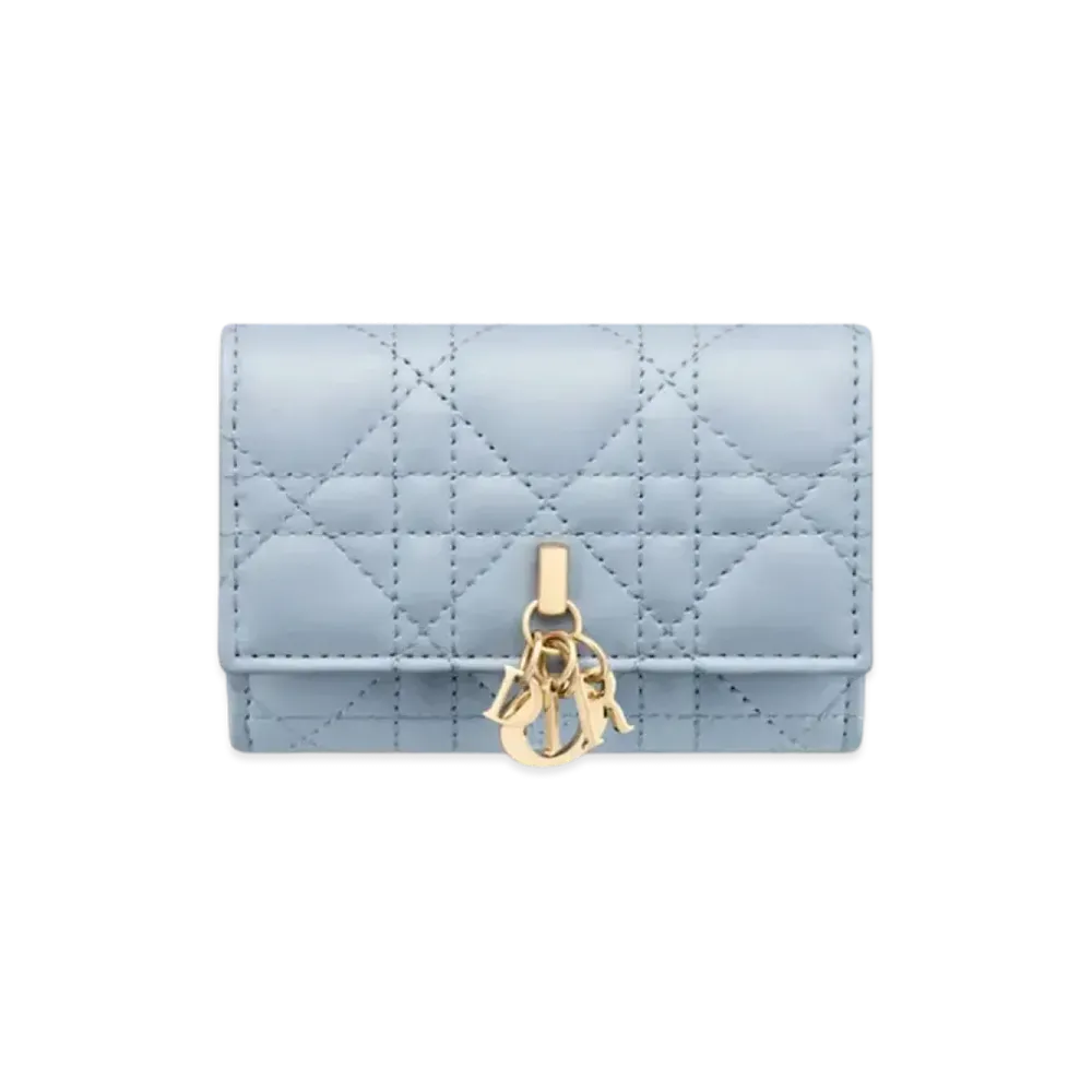Dior My Dior Glycine Wallet Cannage Calfskin "Pail Blue/Powder Beige"