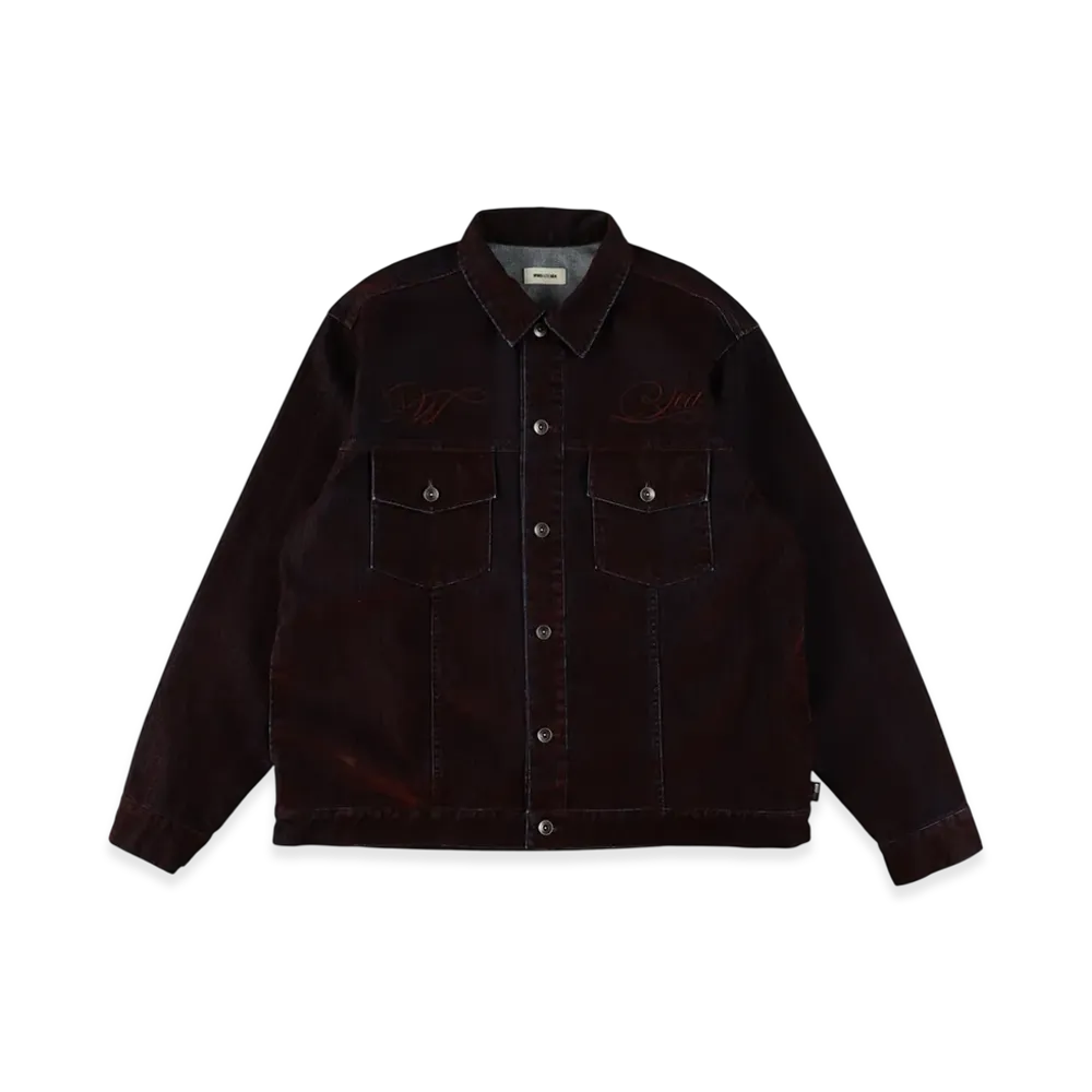 WIND AND SEA Velour Touch Denim Jacket "Wine"
