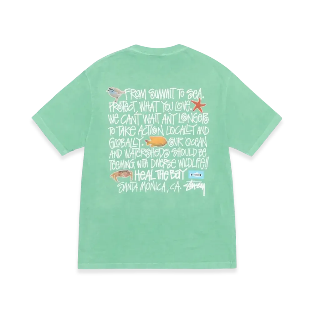 Stussy x Heal The Bay Summit To Sea Pigment Dyed Tee "Seafoam"