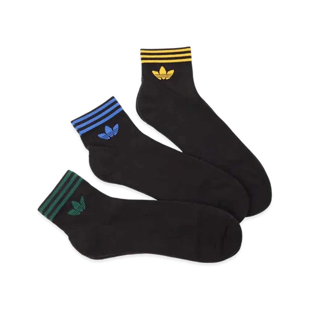 adidas Trefoil Ankle Half-Cushioned Socks 3-Pack "Black/Assorted"