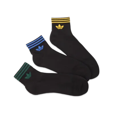 adidas Trefoil Ankle Half-Cushioned Socks 3-Pack "Black/Assorted"