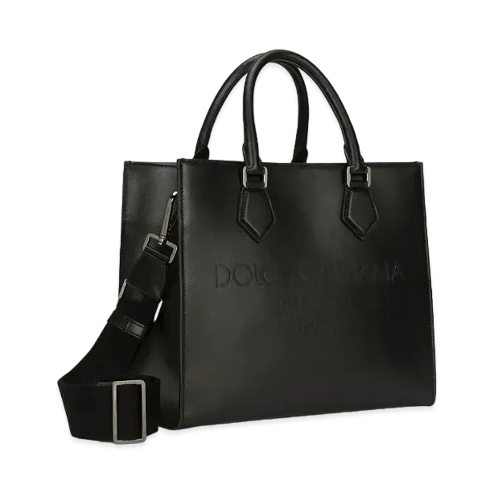 Dolce&Gabbana EDGe Shopping Bag Calfskin Logo "Black"