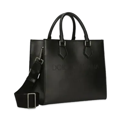 Dolce&Gabbana EDGe Shopping Bag Calfskin Logo "Black"
