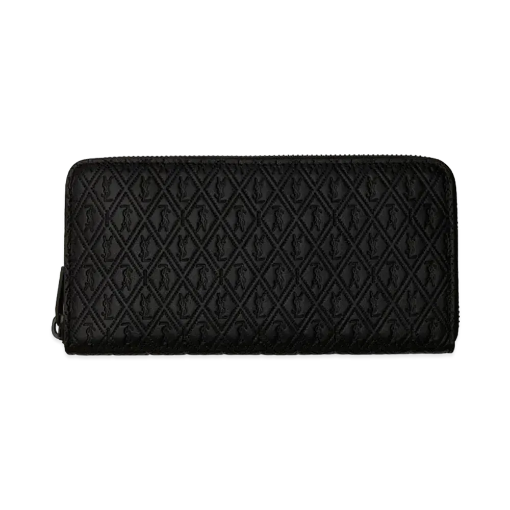 SAINT LAURENT Le Monogramme Zip-Around Wallet In Embossed Leather "Black"