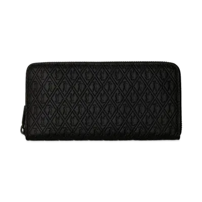 SAINT LAURENT Le Monogramme Zip-Around Wallet In Embossed Leather "Black"