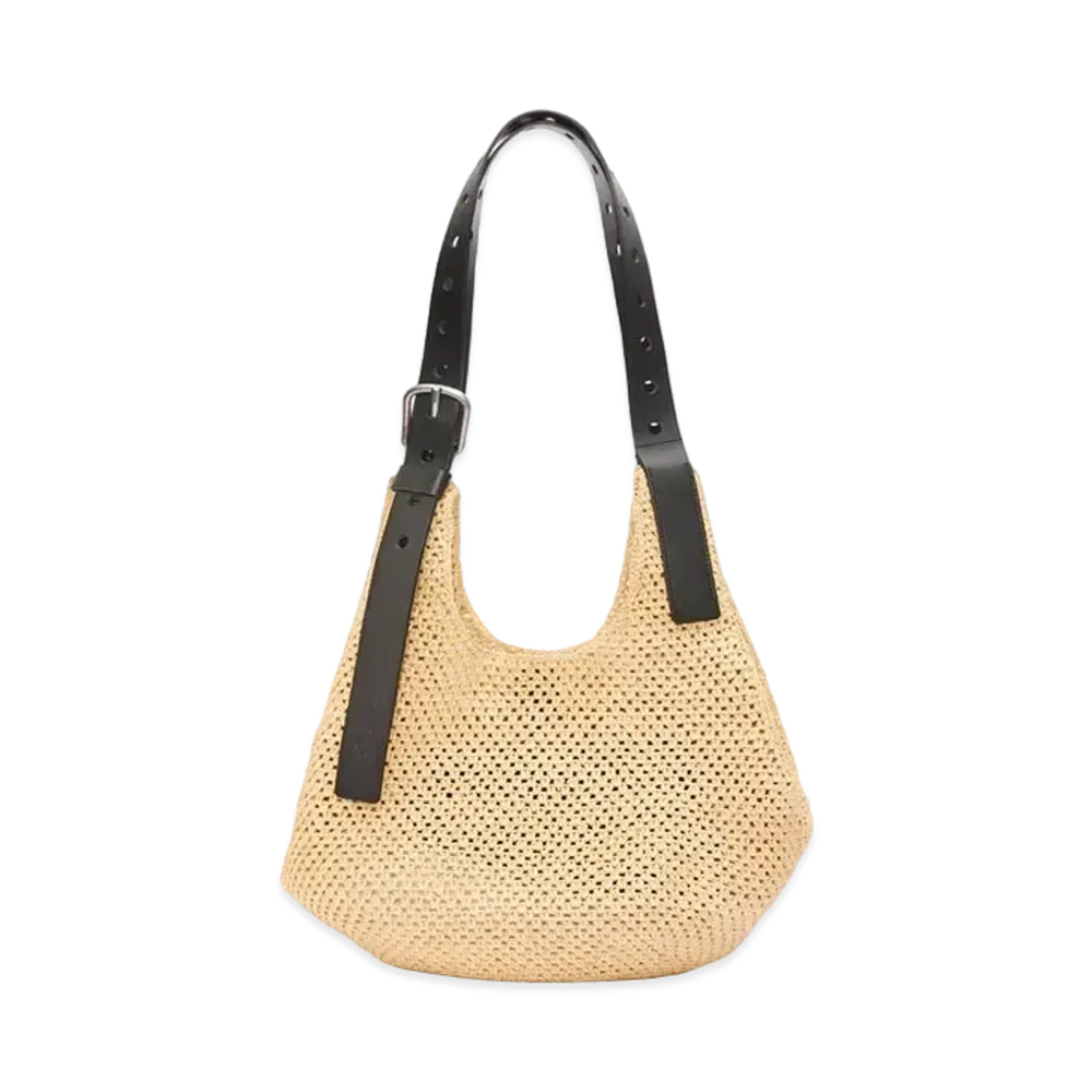 LOEWE Hobo Bag In Raffia and Calfskin "Natural/Black"