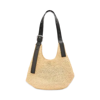 LOEWE Hobo Bag In Raffia and Calfskin "Natural/Black"