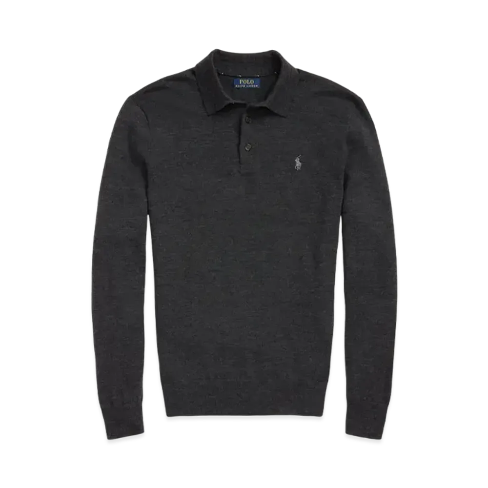 Polo Ralph Lauren Washable Wool Polo Collar Sweater "Gray"