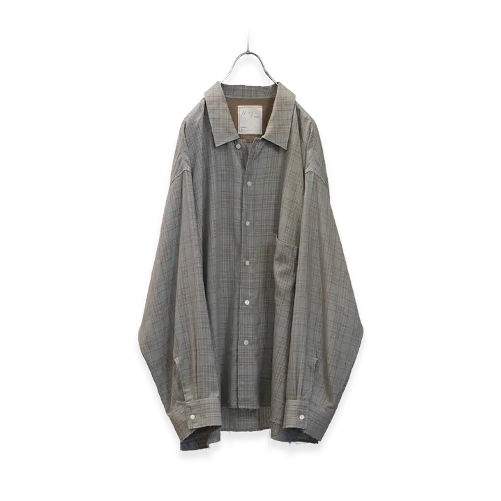 ANCELLM Aging Rayon Check Shirt "Blue"
