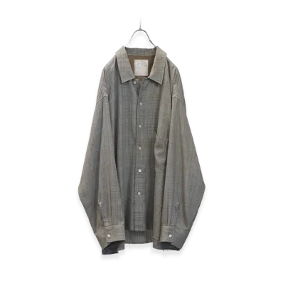 ANCELLM Aging Rayon Check Shirt "Blue"