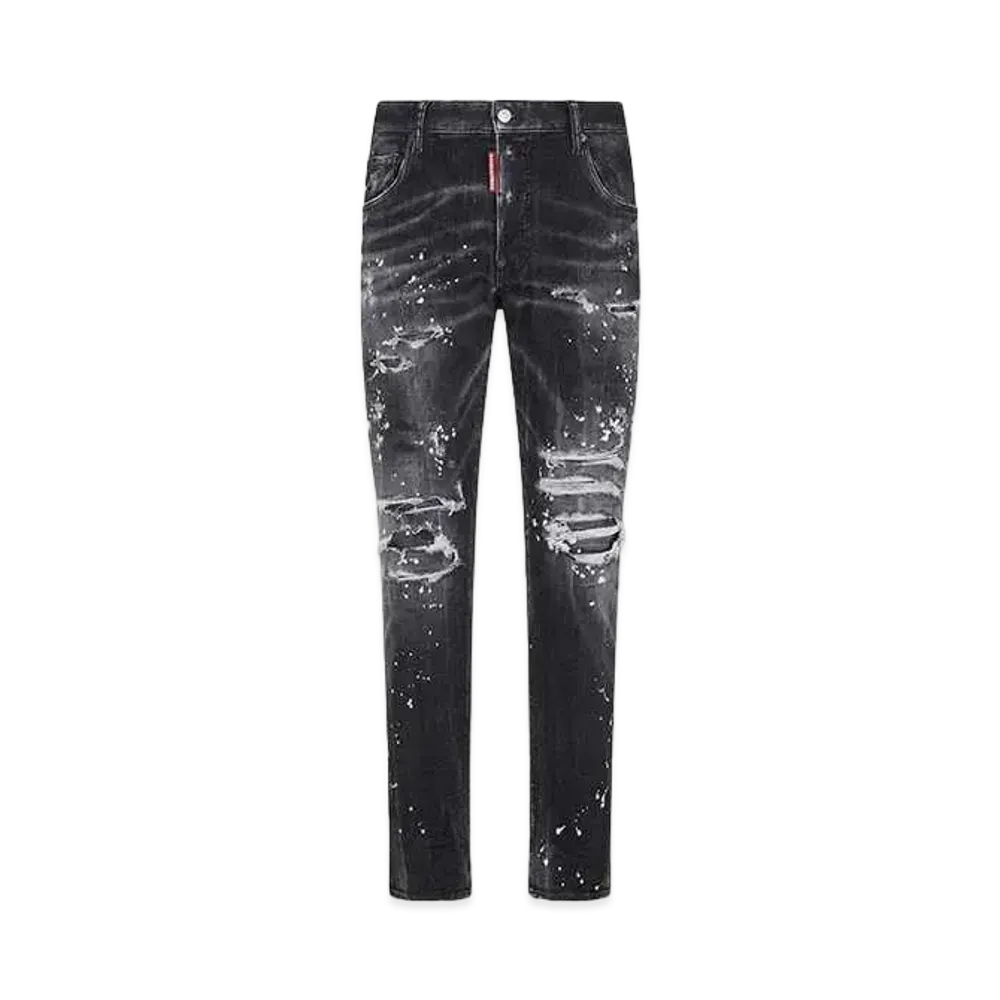 Dsquared2 Black Diamond & Studs Wash Skater Jeans "Black"