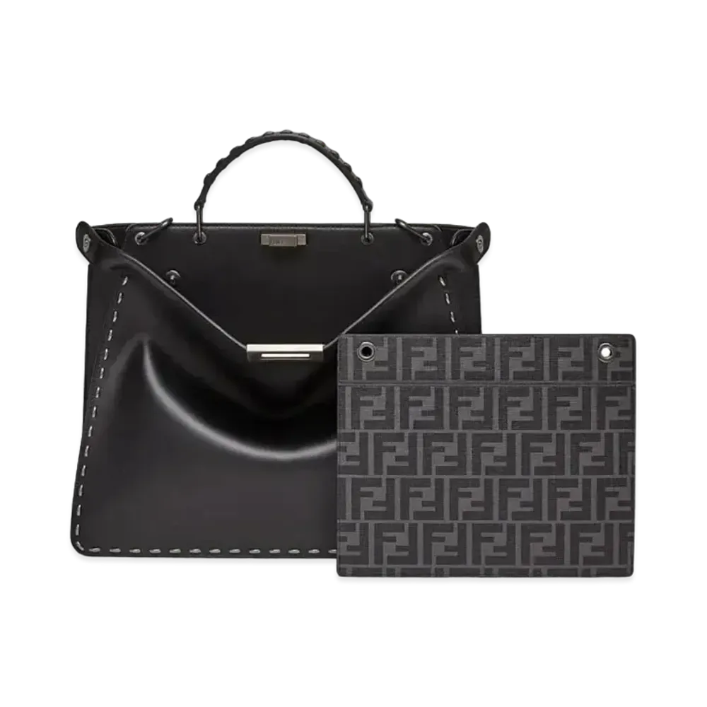 FENDI Peekaboo I See U Medium Leather Bag "Black"