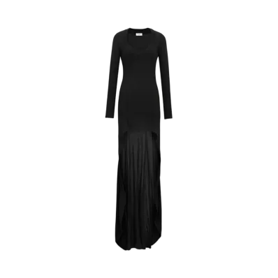 Saint Laurent Women's Long Dress in Wool "Black"