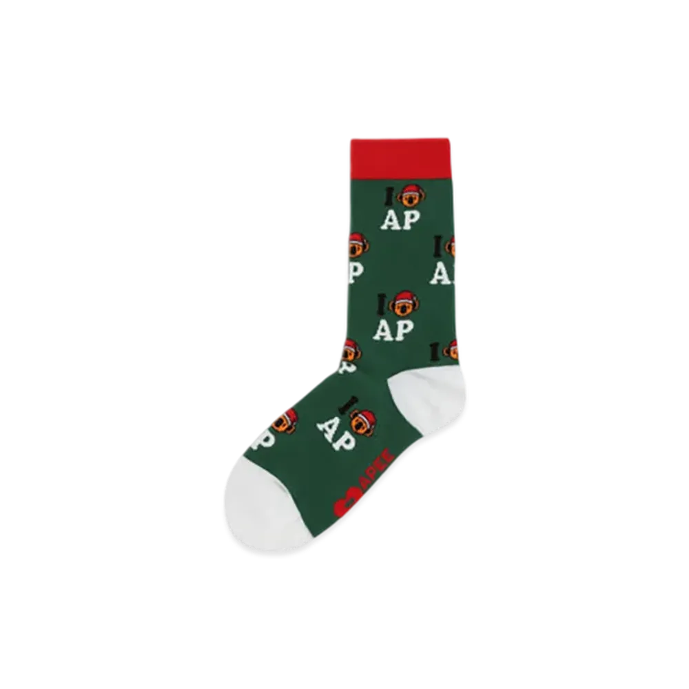 A BATHING APE APEE Jacquard Graphic Socks #10 "Green"