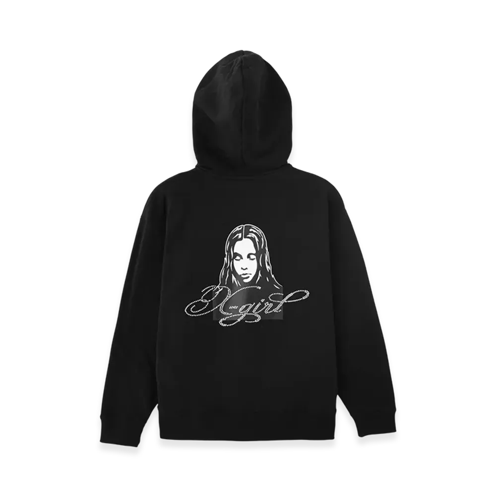 X-Girl Rhinestone Logo And Face Zip Up Sweat Hoodie "Black"