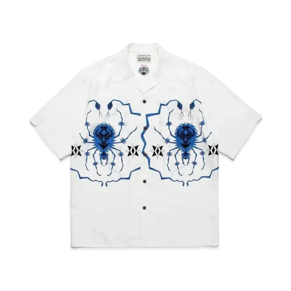 WACKO MARIA Wolf's Head / Hawaiian Shirt #1 "White/Blue"