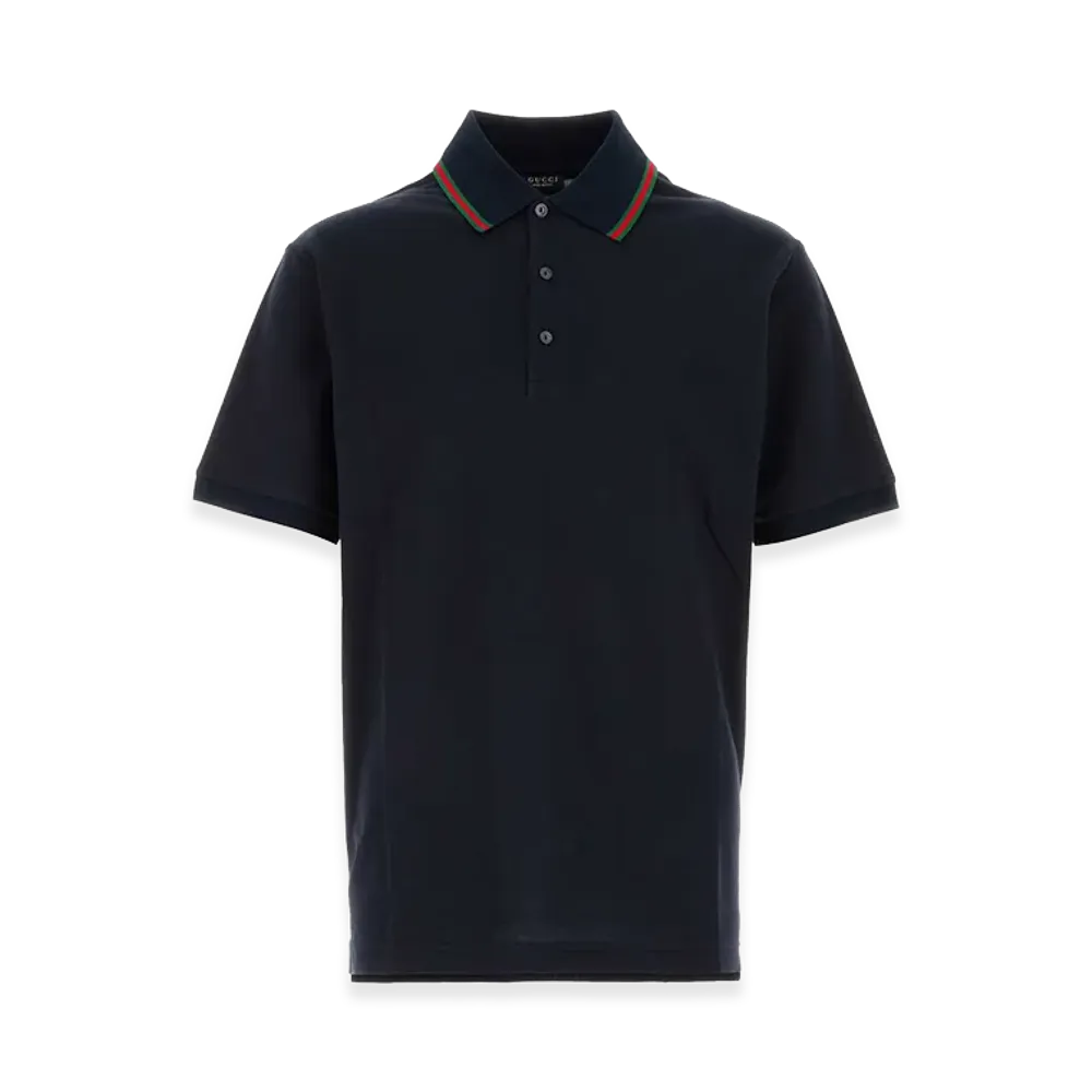 GUCCI Piquet Polo Shirt "Midnight Blue"