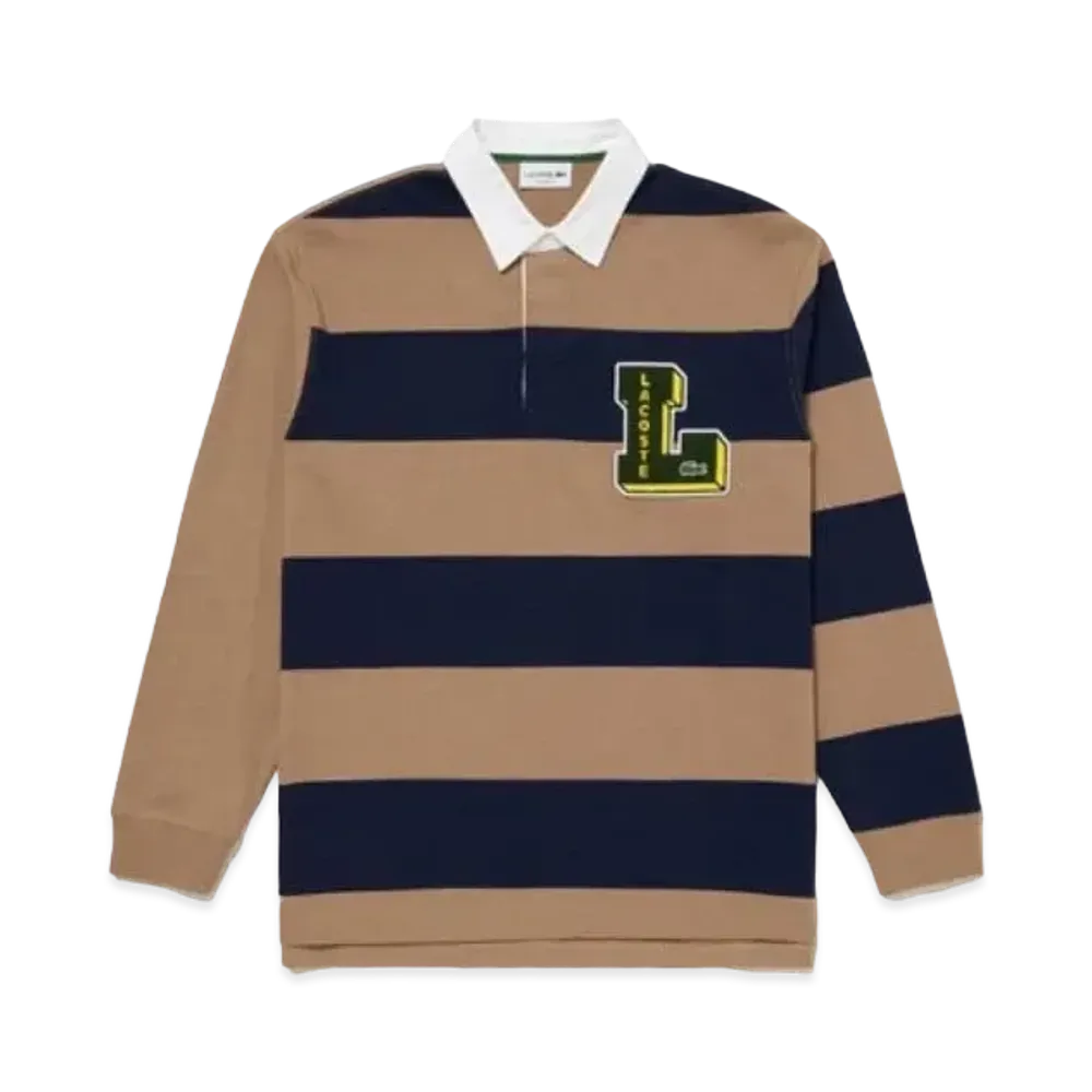 LACOSTE Crazy Pattern Lager Polo Shirt "Brown"