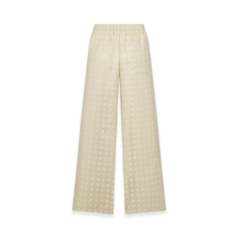 Dior Women's Or Macrocannage Pants Silk Twill Motif "Gold"
