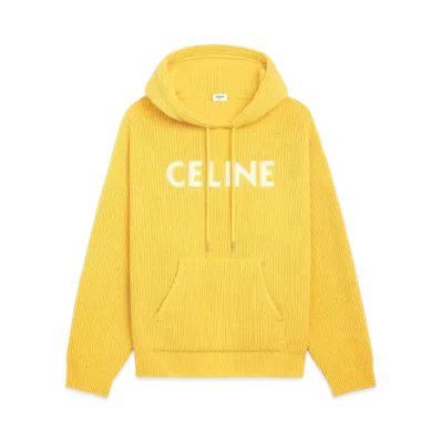 CELINE Sweater With Hood In Ribbed Wool "Mimosa"