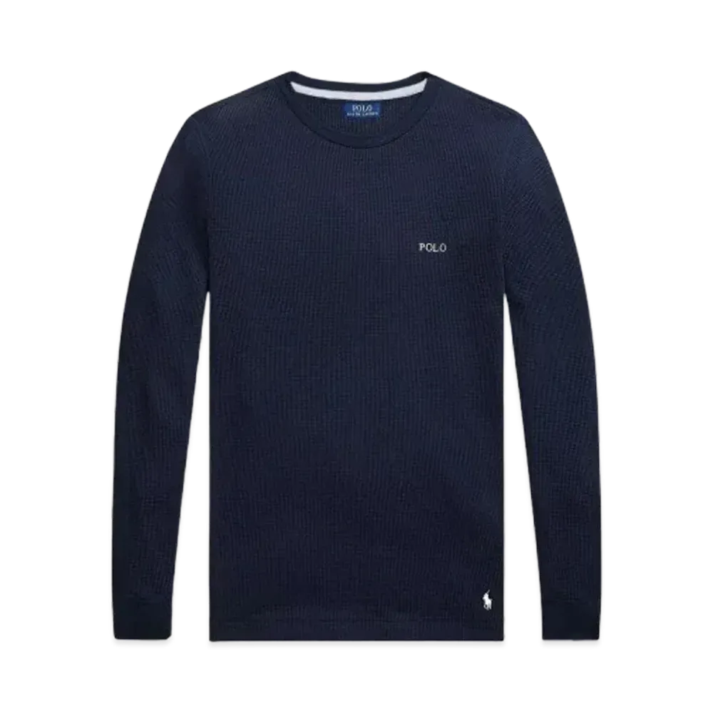 Polo Ralph Lauren Waffle Knit Crewneck Long T-shirt "Cruise Navy"