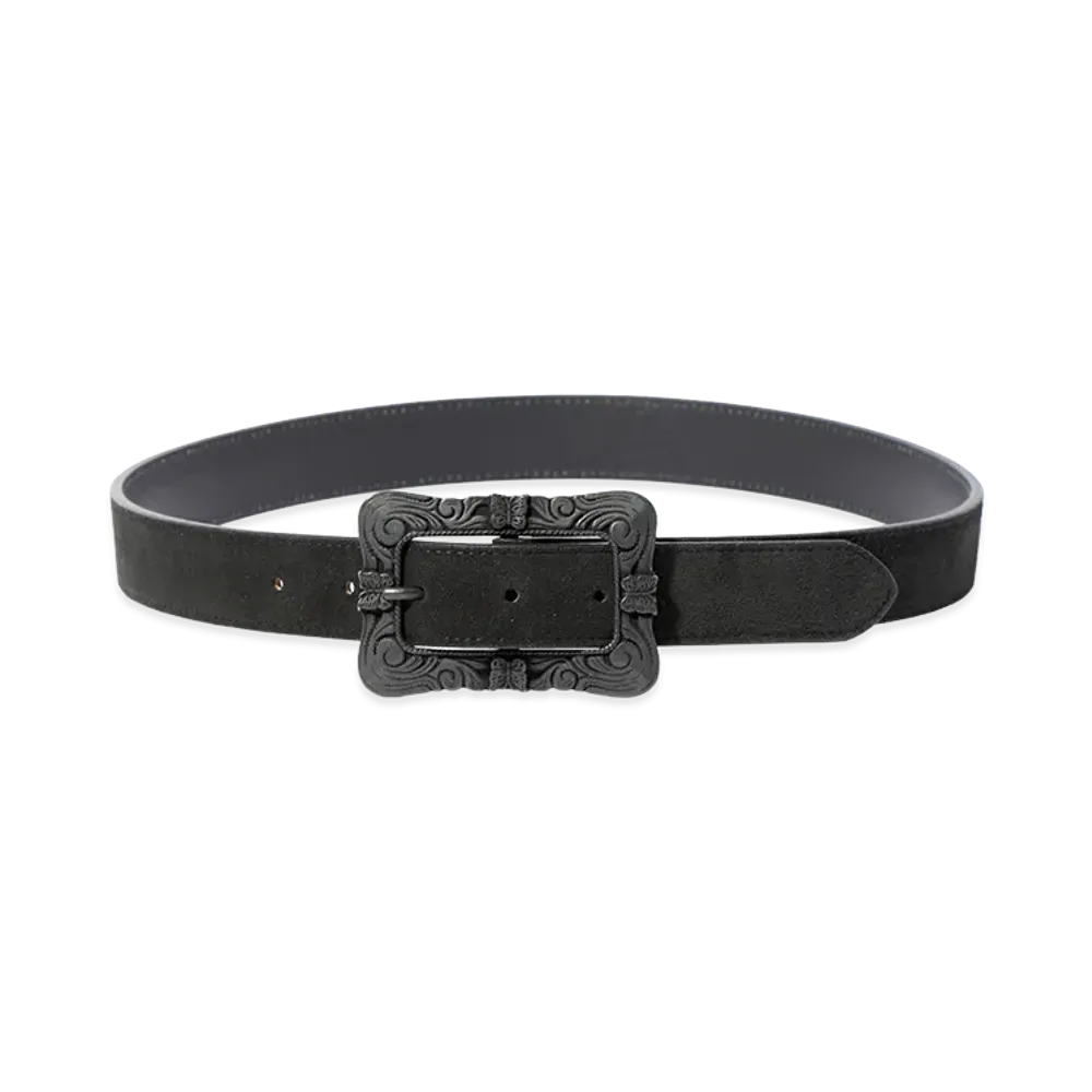 NEEDLES Papillon Square Buckle Belt Suede "Black"