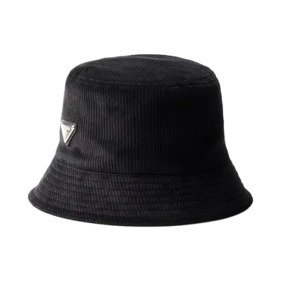 PRADA Corduroy Bucket Hat "Black"