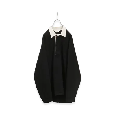 ANCELLM Two-Tone Rugby Shirt "Black"