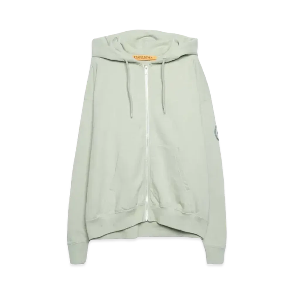 STUDIO SEVEN CIRCLE LOGO EMB ZIP HOODIE "LIGHT GREEN"