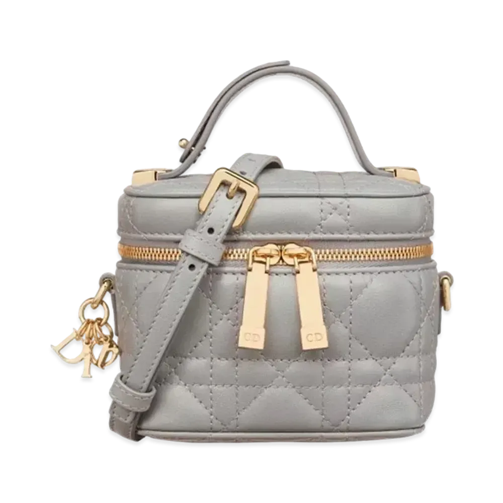 Dior Lady Micro Vanity Case Stone Cannage Lambskin "Gray"