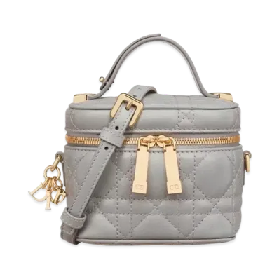 Dior Lady Micro Vanity Case Stone Cannage Lambskin "Gray"