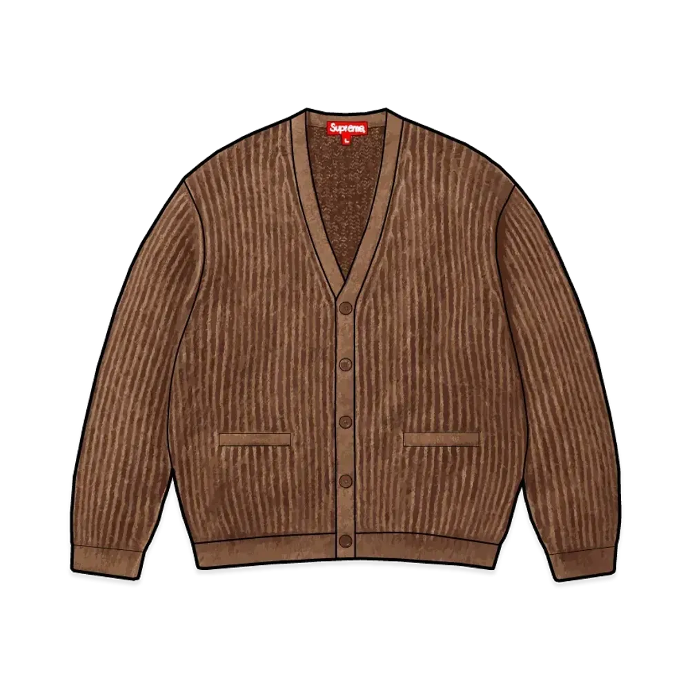 Supreme 2-Tone Mohair Cardigan "Light Brown"