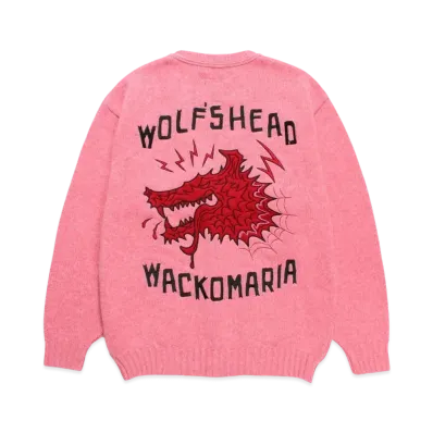 WACKO MARIA x Wolf's Head Knit Cardigan "Pink"