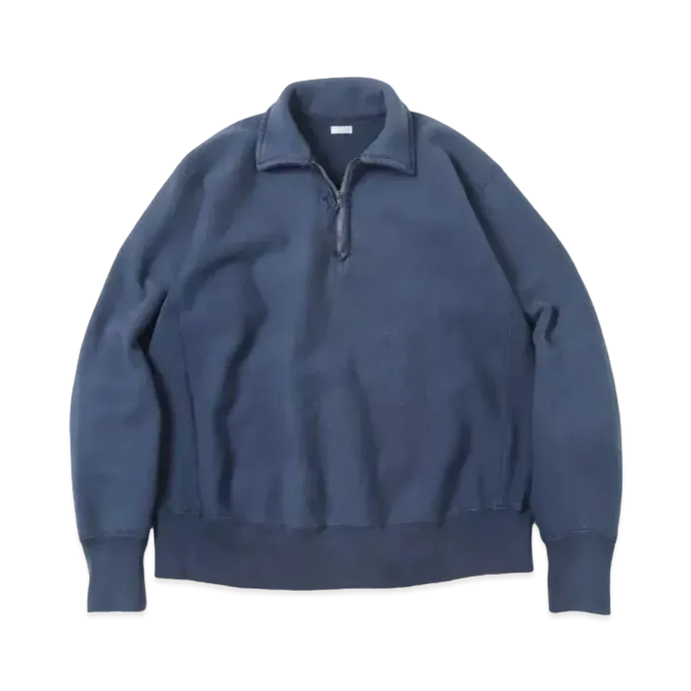 A.PRESSE Vintage Half Zip Sweatshirt "Navy"