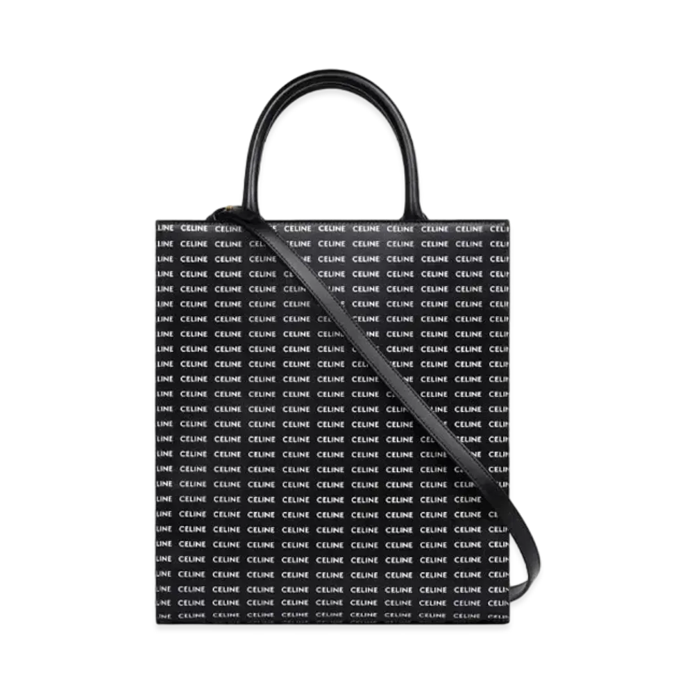 CELINE Small Vertical Cabas in Canvas with Celine All Over print "Black/White"