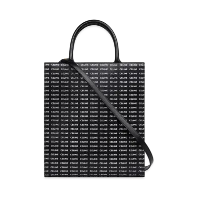 CELINE Small Vertical Cabas in Canvas with Celine All Over print "Black/White"