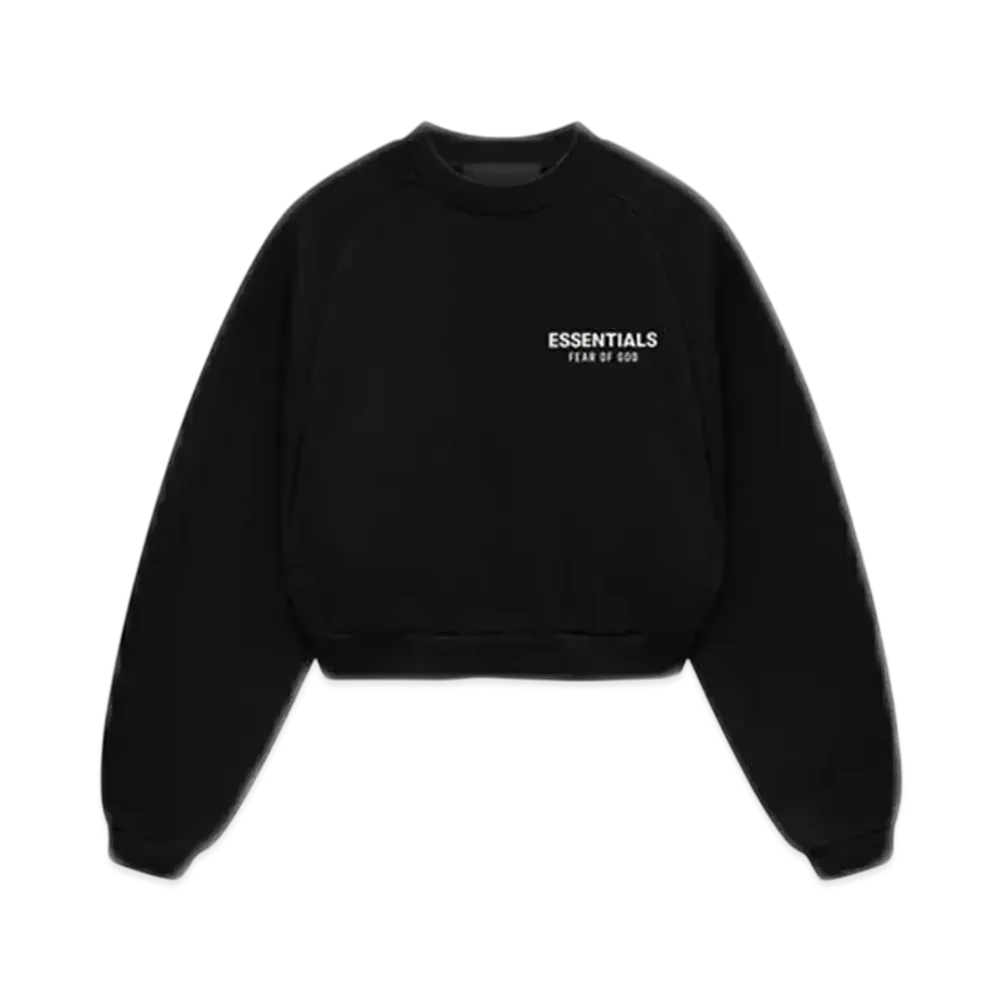 FEAR OF GOD Essentials Women's Fleece Cropped Crewneck "Black"