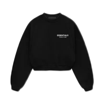 FEAR OF GOD Essentials Women's Fleece Cropped Crewneck "Black"