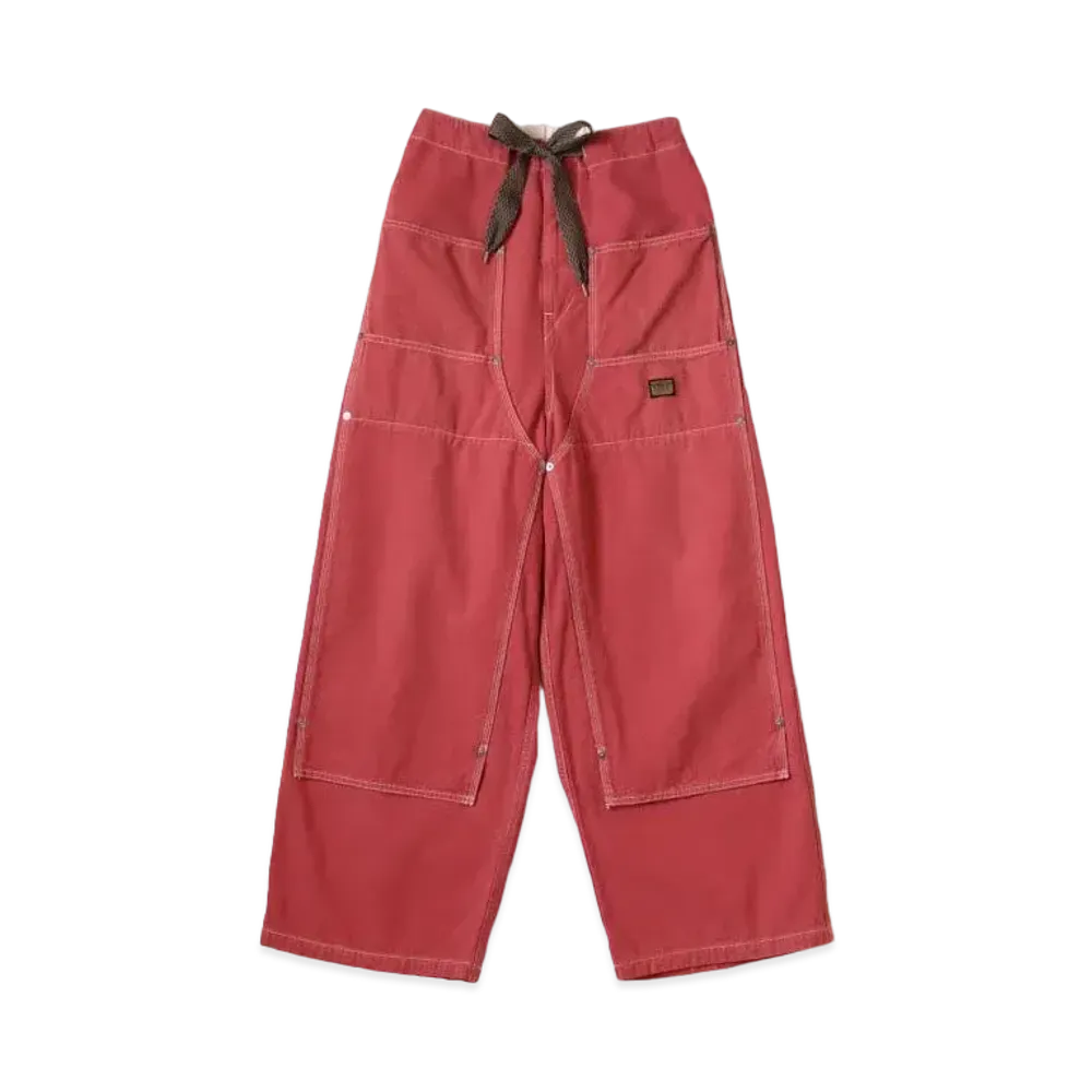 KAPITAL California Red Canvas W Knee Easy Baggy Pants "Red"