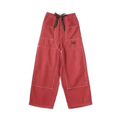 KAPITAL California Red Canvas W Knee Easy Baggy Pants "Red"