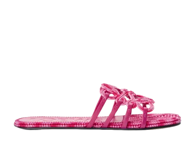 LOEWE Women's Petal Anagram Slide in Embroidered Canvas "Orchid"