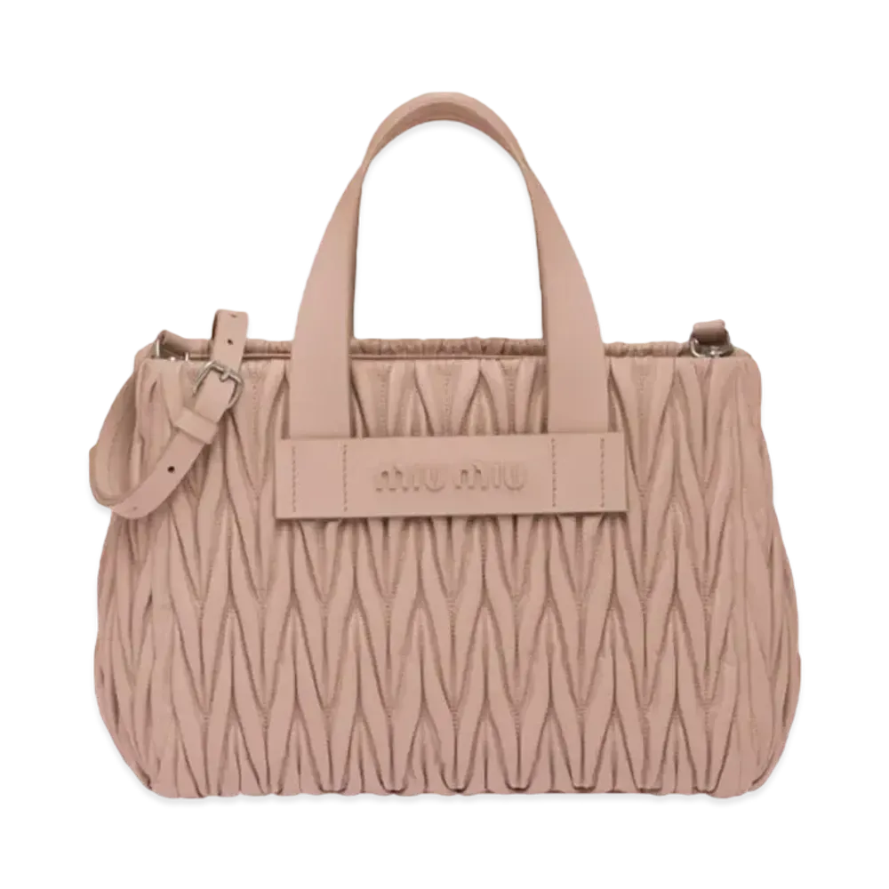 MIU MIU Materasse Leather Handbag "Beige Pink"
