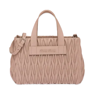 MIU MIU Materasse Leather Handbag "Beige Pink"