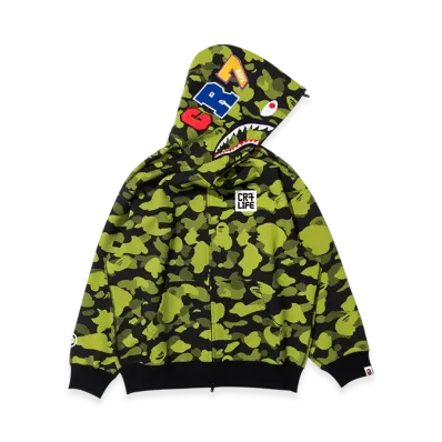 A BATHING APE x Cristiano Ronaldo CR7 Logo Relaxed Fit Shark Full Zip Hoodie "Green"